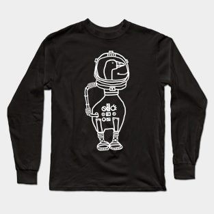 White Line Sci Fi Space Astronaut Goose Long Sleeve T-Shirt